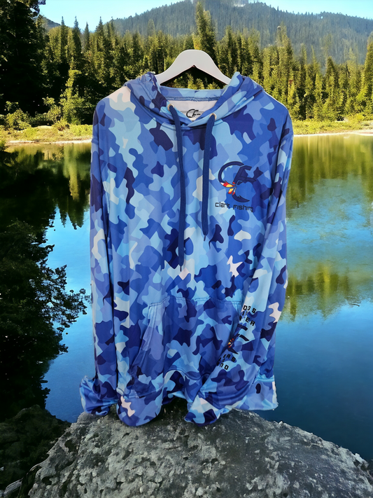 Custom Blue Camo CFC Colorado Hooded Fishing Shirt