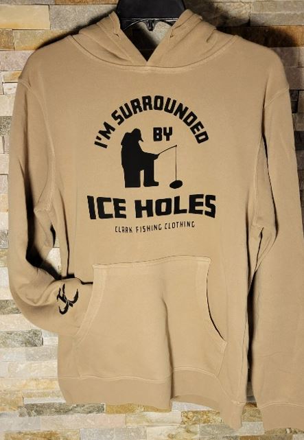 Surrounded by Iceholes Tan Hoodie - Clark Fishing Clothing